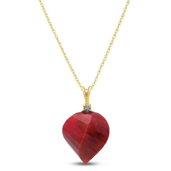 Galaxy Gold 14K Yellow Gold Natural Diamonds and Twisted Briolette Ruby Pendant Necklace - July Birthstone - Passion & Protection - 16" to 24" - Fine Jewelry for Women