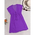 thumbnail image 6 of HAPPY BAY Women's Beach Bikini Sheer Chiffon Cover up V Neck Dress Bathing Suit Swimsuit Coverup for Women 2X-3X Solid Plain, Purple, 6 of 6