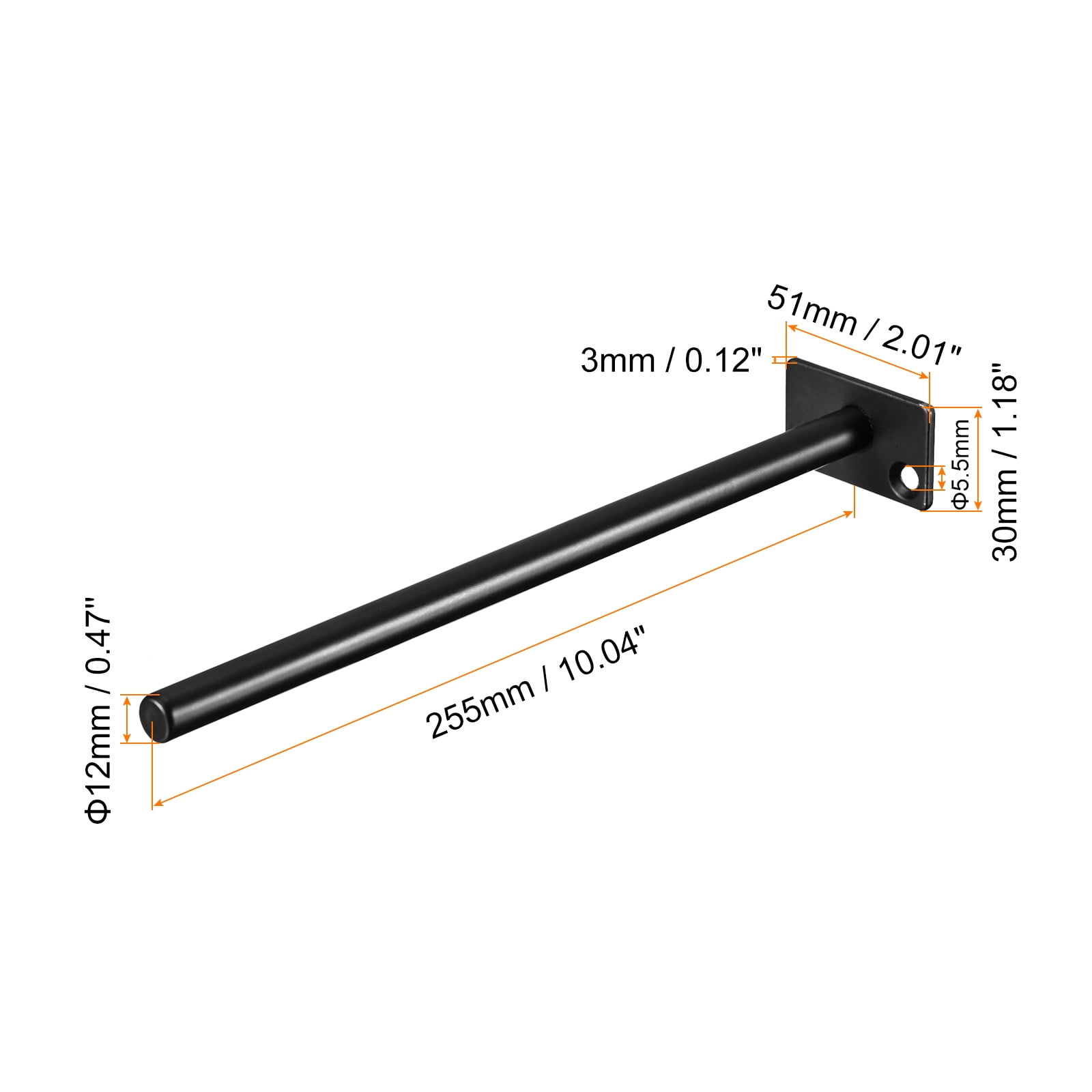 Shelf Brackets, 2 Pack 10" - Metal Hidden Floating Shelf Bracket, Round Invisible Shelf Supports for Wood Shelves
