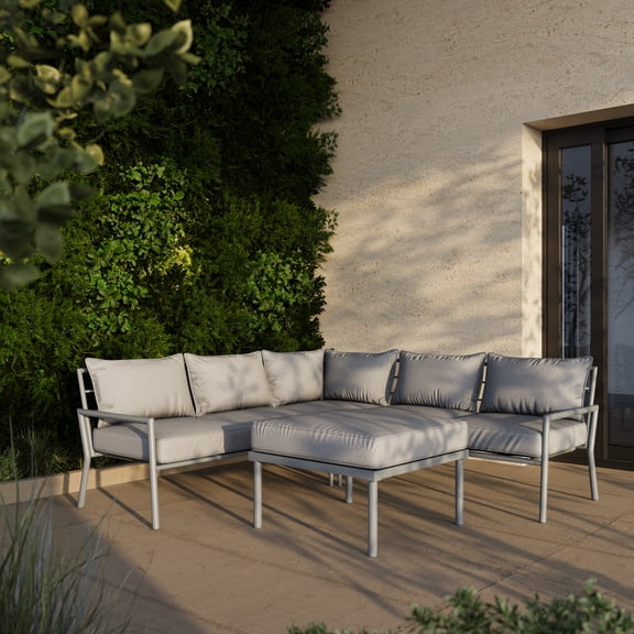 Deko Living 5 Place Seating Outdoor Gray Sofa and Ottoman Set