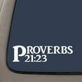thumbnail image 1 of Proverb 21:23 Bible Verse Decal Sticker | 7.5-Inches By 2-Inches | Religious Motivational Inspirational Educational | White Vinyl, 1 of 1