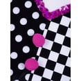 thumbnail image 6 of dPois Kids Girls Circus Clown Joker Costume Halloween Cosplay Striped Sequins Pompoms Adorned Leotard Black&Rose 4, 6 of 7