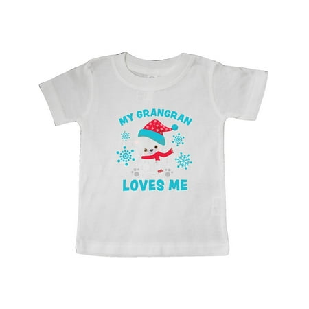 

Inktastic Polar Bear My Grangran Loves Me in Santa Hat with Snowflakes Gift Baby Boy or Baby Girl T-Shirt