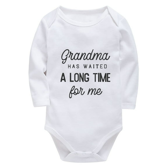 Grandma Has Waited A Long Time For Me Newborn Girl Take Home Outfit Long Sleeve Baby Girl Take Home Outfit Newborn White 3-6