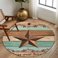 thumbnail image 2 of Round Rug 7Ft Washable Non-Slip, Western Texas Star Vintage Circle Area Rugs for Living Room Bedroom, Retro Farmhouse Brown Green Wood Grain Indoor Floor Mats Carpet Runner for Home Decor Aesthetic, 2 of 8