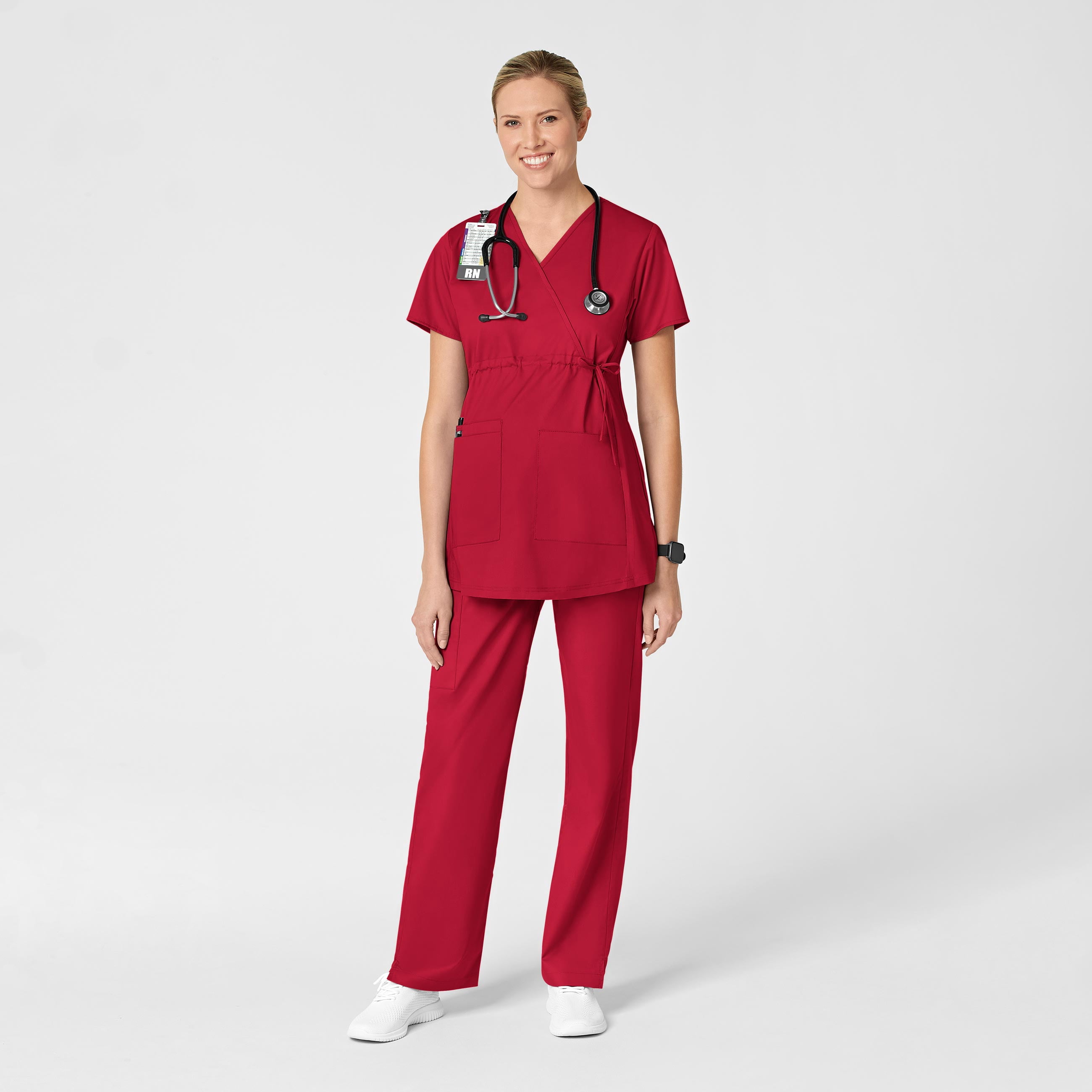 Wink WonderWORK Maternity Cargo Scrub Pant, Red, S Womens