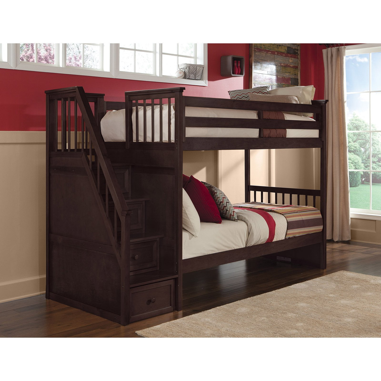 Hilale School House Stair Bunk With Storage Chocolate