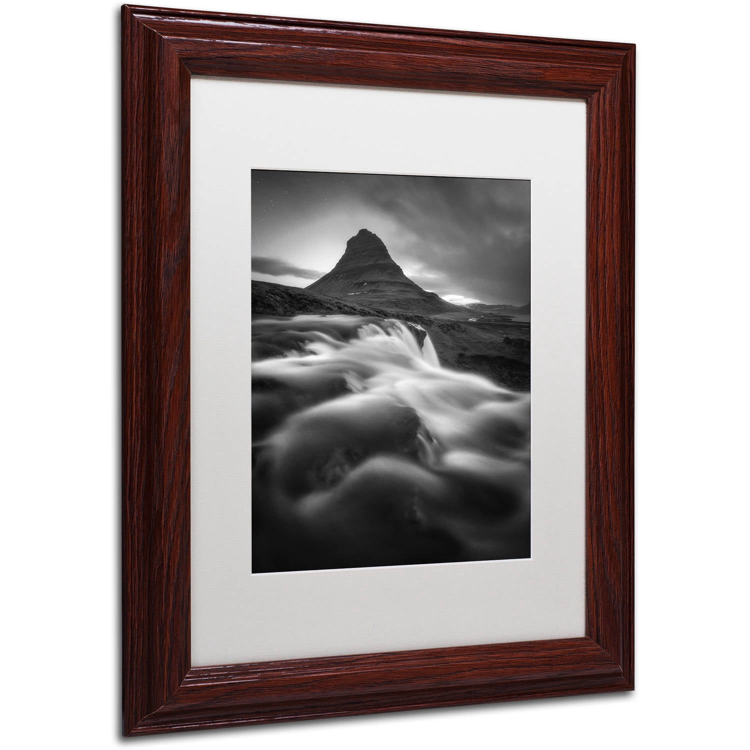 Trademark Fine Art "Kirkjufell" Canvas Art by Mathieu Rivrin, White Matte, Wood Frame