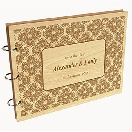 Darling Souvenir Personalized Engraved Laser Cut Wedding Guest Book Wooden Cover Sign-in Book Registry Guestbook Scrapbook-78