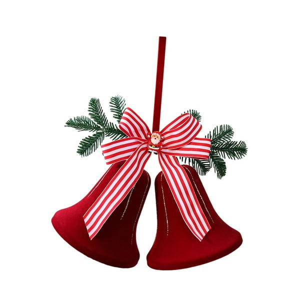 Adorno navideño de campana flocada, campana decorativa multiusos para colgar en el árbol de Navidad. Arco de campana