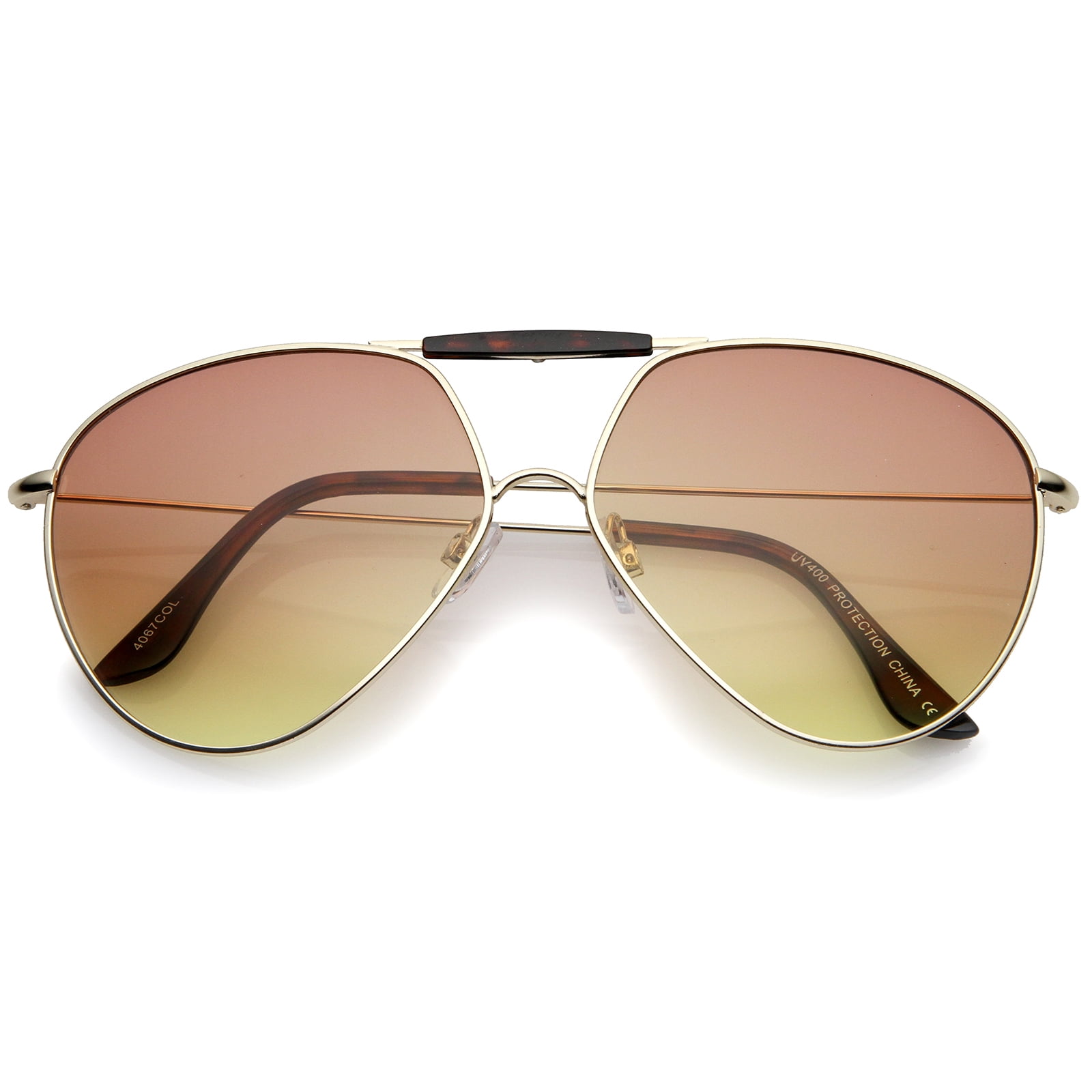 sunglass.la sunglassLA Modern Brow Bar Slim Temple Metal Frame Gradient Colored Lens Aviator