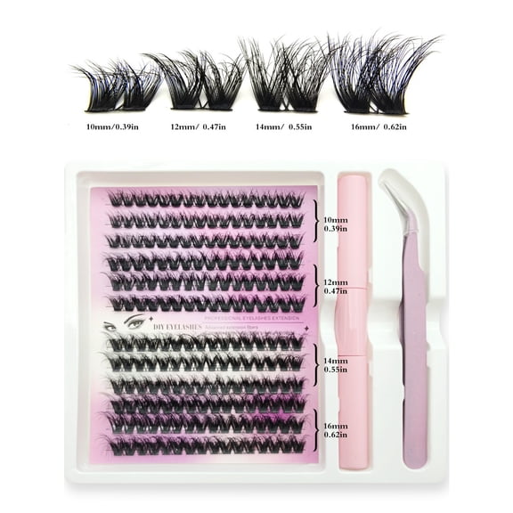 Lash Extension Kit DIY Lash Clusters Eyelash Extension Kit, 30D 40D Lash Bond and Seal, Lash Tweezer