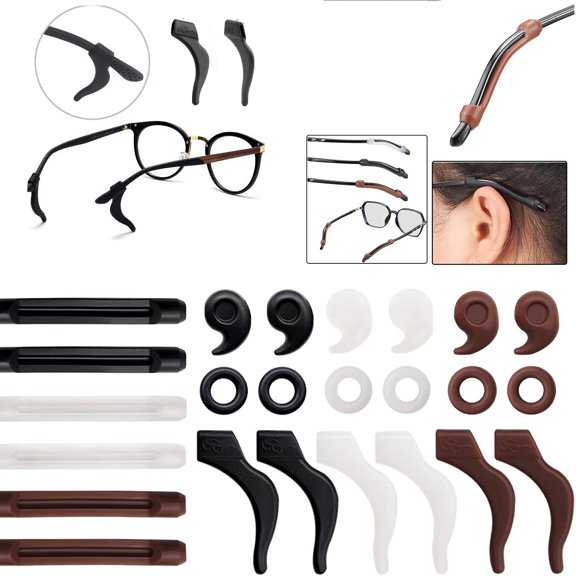12Pairs Glasses Ear Grip, Anti Slip Eyeglass Holder, Silicone Eyewear Retainers Hook for Sunglasses, Sports, Study