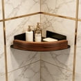 thumbnail image 1 of Walnut Corner Shower Shelf No Drilling Wall Mounted Bathroom Storage Rack with Adhesive, 1 of 6