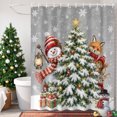 thumbnail image 3 of Small Stall Shower Curtain 48x72 Inch Narrow Half Size Christmas Bath Curtains Bathroom Decor, Plush Snowman Xmas Tree Fox Snowflake Grey Waterproof Fabric Shower Curtain Set with Hooks 48 Inch, 3 of 8