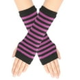 thumbnail image 1 of Gants Sans Doigts à Rayures avec Trou pour le Pouce Gants Chauds Unisexes, 1 of 2