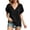 #03 Black 【Mix, Match & Rotate: Stock Up on Daily Colors】, variant on Women's Loose Fit V Neck Puff Short Sleeve Tunic Blouse Top Comfy Casual Summer Work Office Outfits | CSEONE,Army Green L
