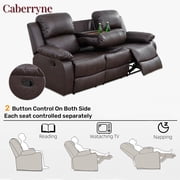 Brown Leather Recliner Sofa Luxurious Seating with Leather Finish, Ergonomic Design, and Adjustable Backrest, Compact Reclining Sofa for Small Spaces/RVs, Home Theaters, Houses, and Offices.
