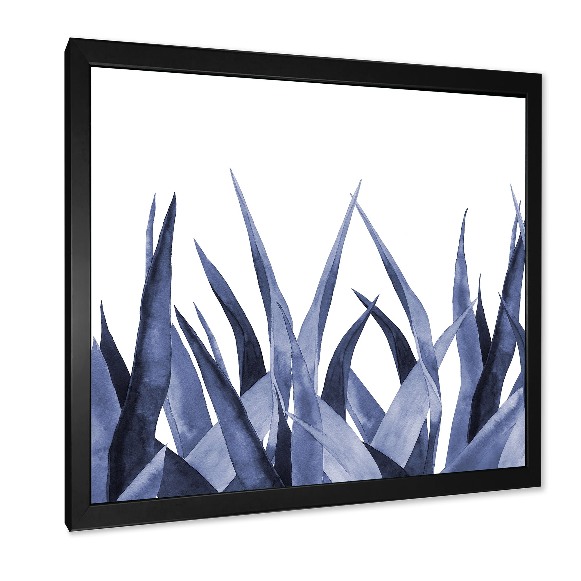 Designart 'Close Up Navy Blue Agave Leaves' Traditional Framed Art Print