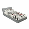 thumbnail image 3 of Ambesonne Retro Fitted Sheet & Pillow Sham Set, Beats in New York Night, Full, Red Black Ecru, 3 of 3