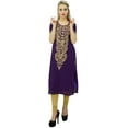 thumbnail image 3 of Bimba Women's Designer Embroidered Kurta Indian Long Kurti Tunic Blouse, 3 of 7