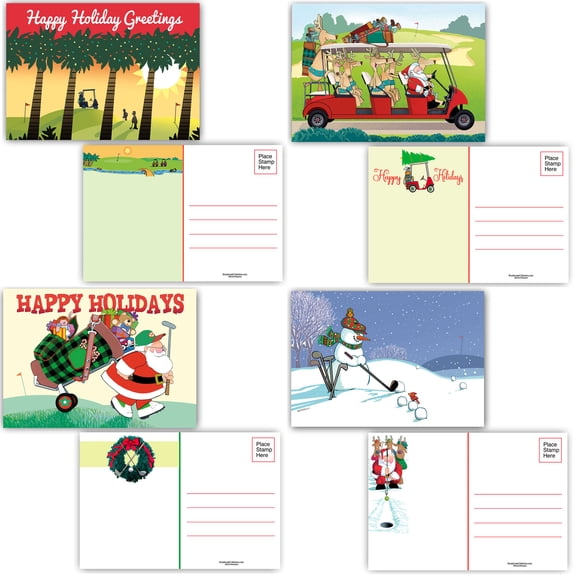 Assorted Golfing Holiday Postcards - 4 x 6 - 40 Golfing Holiday Postcards - 1712