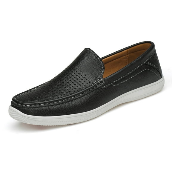 Men's Casual Loafers Slip On Leather Shoes Comfortable Lightweight Driving Shoes Male Moccasins Classic Penny Loafer Flats Boat Shoes Outdoor Walking Shoes