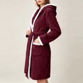 thumbnail image 7 of Sheghy Hooded Long Fleece Womens Robe Thick Absorbent Warm Loungewear Bathrobe, 7 of 7