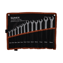 Sunex 9917MA 12pc Metric Full Polish V-Groove Combination Wrench Set
