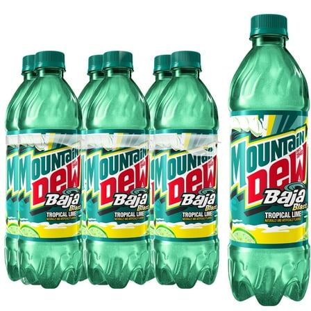 Mountain Dew Soda Pop, Baja Blast, 16.9 fl oz Bottles, 6 Count