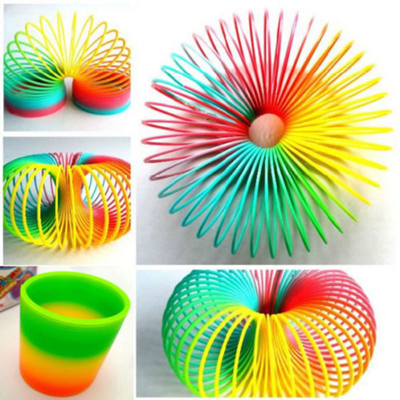 5x LARGE RAINBOW SPRING COIL SLINKY FUN KIDS TOY MAGIC STRETCHY BOUNCING 6CM 