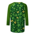 thumbnail image 6 of Saint Patricks Day Outfit Women 3/4 Sleeve Crew Neck Raglan Tee Shamrock Clover Shirt Loose Fit Soft Tops Green Irish Blouse, 6 of 7