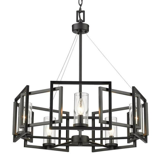 Golden Lighting 6068-5 BLK Marco Lustre 5 Lumières, Noir Mat
