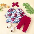 thumbnail image 4 of Vestido Para Niñas, Ropa Para Niñas Pequeñas, Ropa Para Niños Pequeños, Camisa Floral De Manga Larga, Pantalones Con Lazo, Pantalones Con Diadema, Traje Rojo Odeerbi LM103-4704, 4 of 9