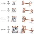 thumbnail image 3 of 14k Gold Plated 925 Sterling Silver 4 Prong Square Shape Cubic Zirconia Stud Earrings, 3 of 6