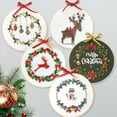 thumbnail image 2 of Kit de bordado de Feliz Navidad, patrón de alce, costura artesanal para principiantes, punto de cruz, arte artesanal con aro, 2 of 4