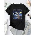 thumbnail image 2 of Camiseta con gráfico de la Torre Eiffel de París para mujer - Camiseta informal de manga corta con estampado "París, Ciudad de las Luces", cómoda prenda de verano para un estilo informal | Camiseta co, 2 of 6
