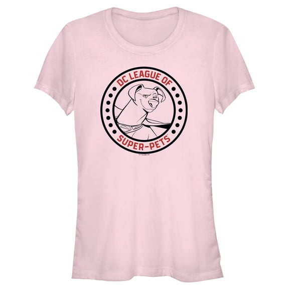 Junior's DC League of Super-Pets Krypto Circle Badge Graphic Tee Light Pink Large