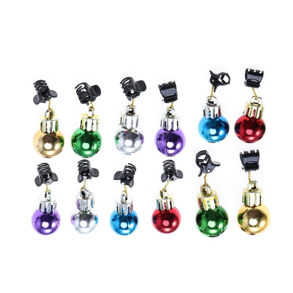 12PC Clip Beard Shine Christmas Ball Christmas Decoration Beard Ornaments Christmas Beard Bells Santa Claus Beard Clips