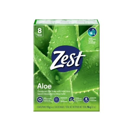 Zest 8-Bar Bath Size Soap, Fresh Aloe, 4 Ounce