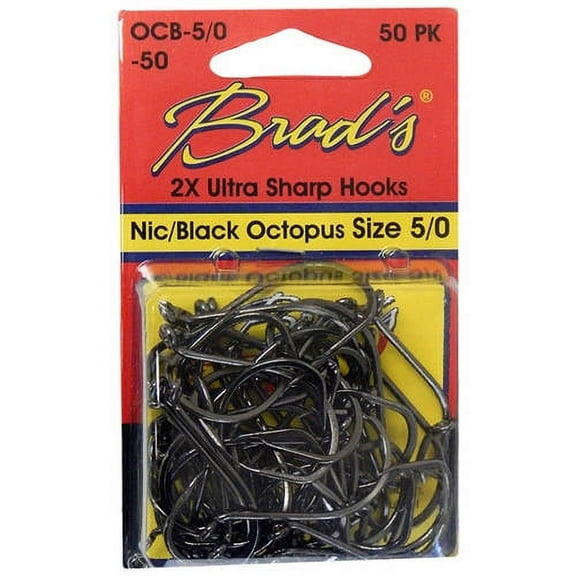 Brad's Nickel/Black Octopus Hooks #5/0 50PK