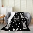 thumbnail image 1 of Erosebridal Wildlife Rabbit Flannel Blanket 40x50,Bowknot Geometric Buffalo Sherpa Throw,Easter Decor,Ultra Soft, 1 of 5