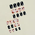 thumbnail image 3 of 24 Pcs Halloween Nails Black Press on Nails Short Square Fake Nails Cute Skull Pattern Designs Stick on Nails Nightmare Before Christmas Press on Nails Glossy Full Cover False Nails for Women Girls, 3 of 4