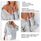 thumbnail image 4 of Camisa de manga larga con cuello en V y puños con mangas abullonadas, longitud media, poliéster, informal, cómoda, camisa a rayas para mujer para uso diario, negro M, 4 of 5