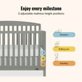 thumbnail image 4 of Dream On Me Odelle 5-in-1 Convertible Crib, Converts from Baby Crib to Toddler Bed, Day Bed, Kids Bed and Full Size Bed, Three Adjustable Mattress Height Positions, in Sea Grass, 4 of 7
