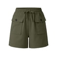 thumbnail image 6 of Linen Shorts for Women Solid Color Drawstring Elastic Waist Casual Shorts with Pockets, Summer Beach Vacation Outfits, 6 of 6