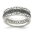 thumbnail image 2 of Sterling Silver Three Piece Set Antiqued & Black Cubic Zirconia Band Ring Size 6, 2 of 4