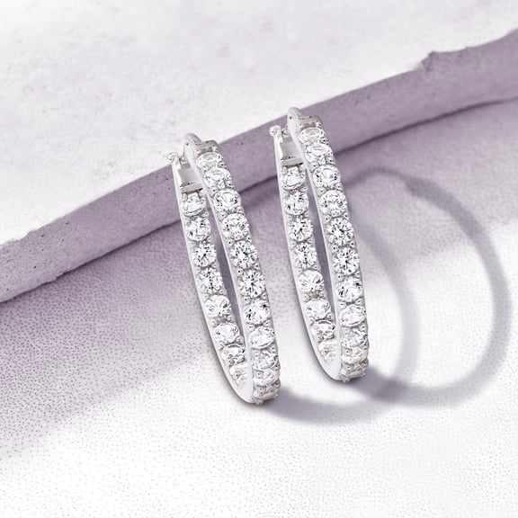 Everly Women's 3 5/8ct TGW Created White Sapphire Sterling Silver Inside-Outside Hoop Earrings