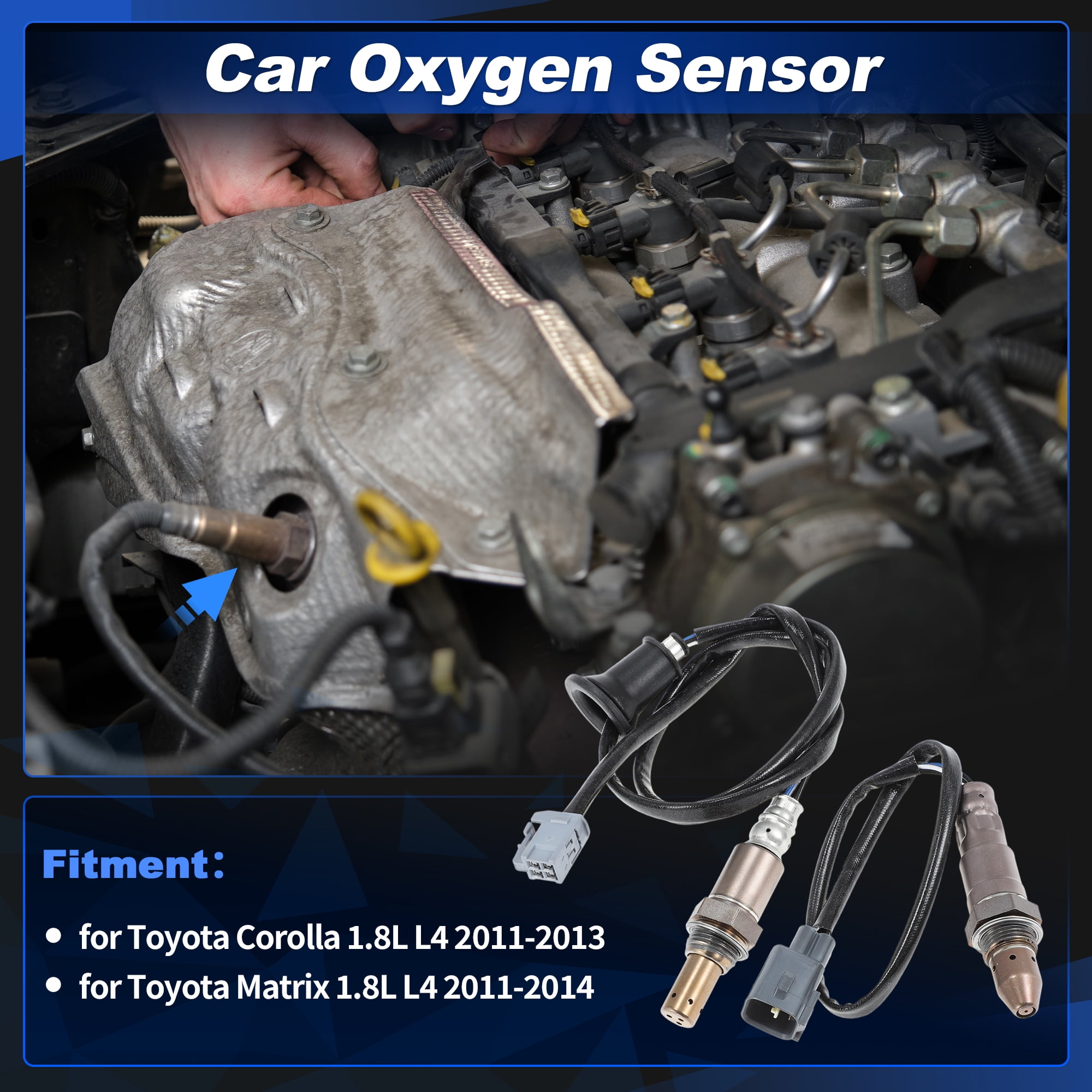 Upstream & Downstream Oxygen Sensor for Toyota Corolla 1.8L L4 2011-2013 for Toyota Matrix 1.8L L4 2011 2012 2013 2014 2344305/2349112 2pcs