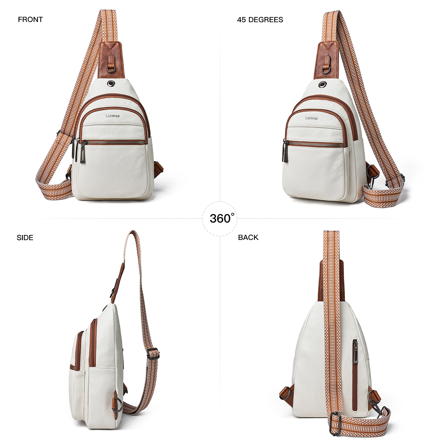 LATMAP Crossbody Sling Bag for Women&Men, Adjustable Straps,  Suitable for travel and as a gift, Beige